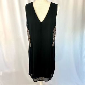 Anthropologie By Chloe Oliver Women's Black Embroidered Shift Dress Size L